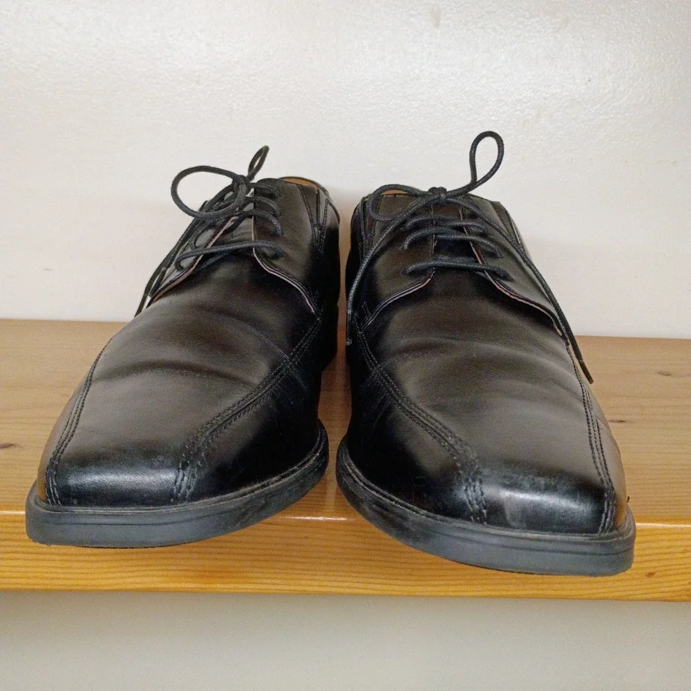 Men's Clarks Tilden Walk‎ Lace-Up Oxfords Shoes Black Leather Square Toe Sz 14 M